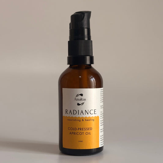 Bottle of Radiance face oil- 100% cold pressed apircot oil for healthy skin